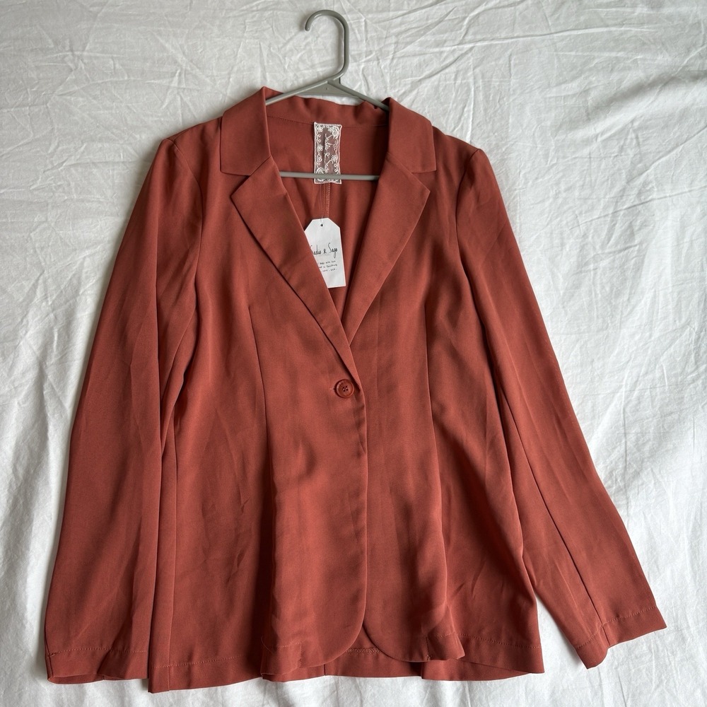 Sadie & Sage Make It Up Blazer Burnt Orange Terracotta Lightweight Summer Small